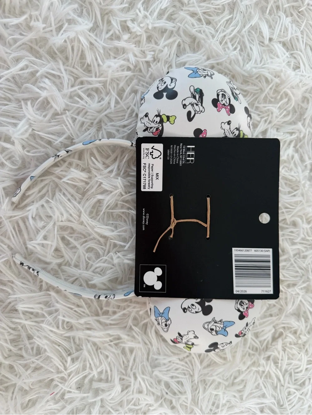 Disney White Headband with Black Bow and Colorful Character Accents